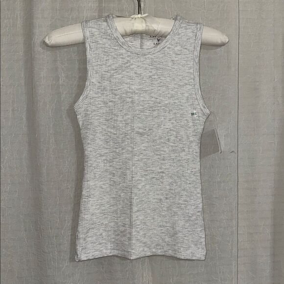 AE Light Heather Gray Plush High Neck Tank Top - Picture 8 of 11